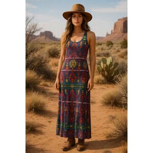 Denim & Supply Ralph Lauren Aztec Maxi Tank Dress Size M Boho Southwestern